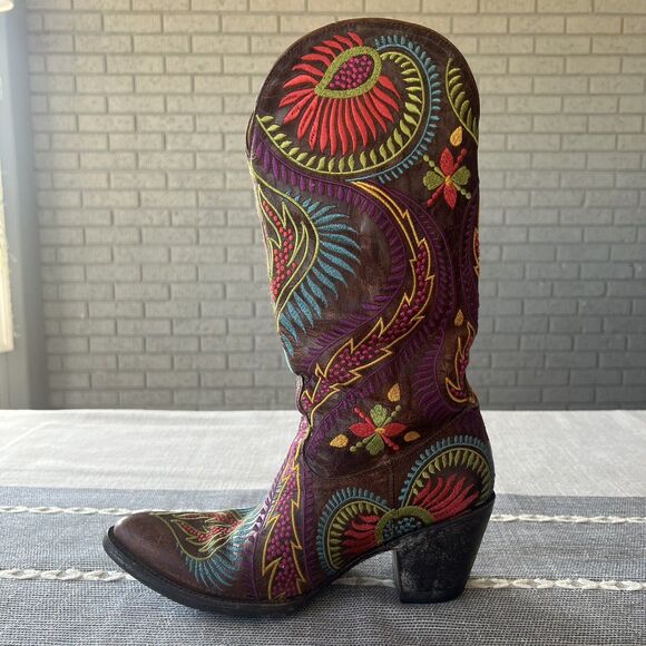 Old Gringo Tiegan Western Cowboy Boots Extremely Rare 7.5 Colorful Embroidered - Picture 15 of 16
